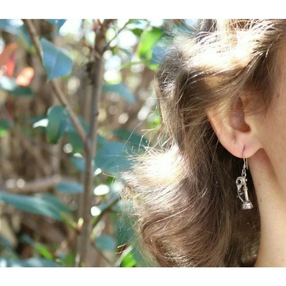 Vintage Phone Earrings Sterling Silver Dangle Drop Earrings - Picture 3 of 8
